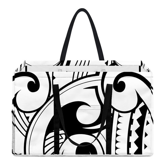 Black And White Maori Pattern Print Utility Tote Bag