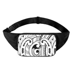 Black And White Maori Pattern Print Waist Bag