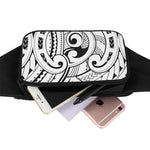 Black And White Maori Pattern Print Waist Bag