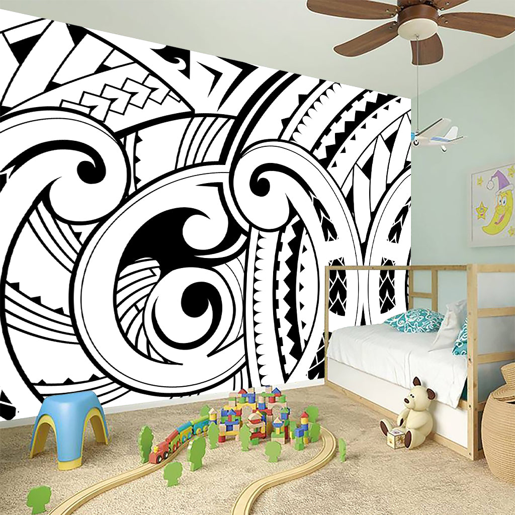 Black And White Maori Pattern Print Wall Sticker