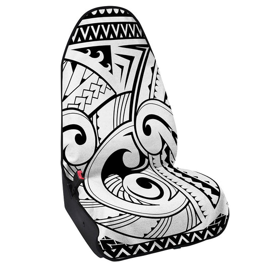 Black And White Maori Pattern Print Waterproof Car Seat Cover