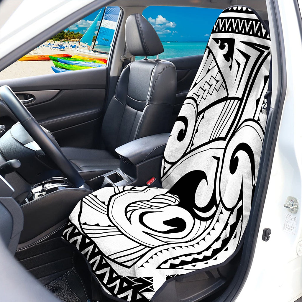Black And White Maori Pattern Print Waterproof Car Seat Cover