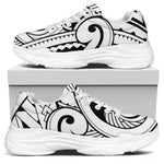 Black And White Maori Pattern Print White Chunky Shoes