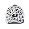Black And White Maori Pattern Print White Mesh Trucker Hat