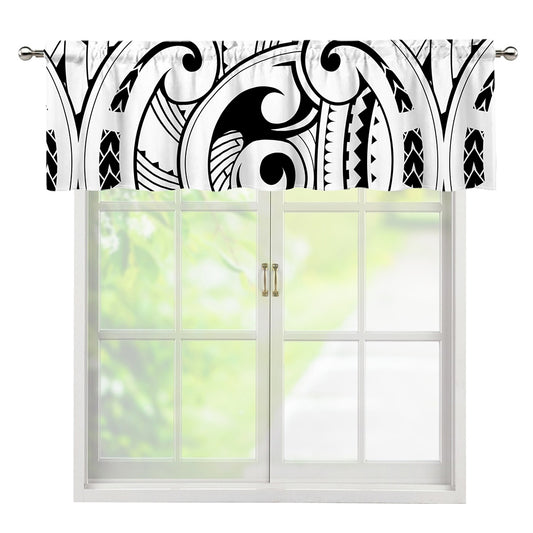 Black And White Maori Pattern Print Window Valance