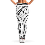 Black And White Maori Pattern Print Women's Leggings