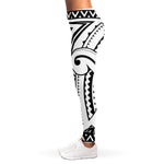 Black And White Maori Pattern Print Women's Leggings