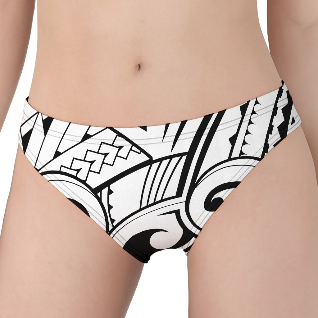 Black And White Maori Pattern Print Women's Panties