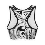 Black And White Maori Pattern Print Women's Sports Bra