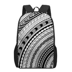 Black And White Maori Polynesian Print 17 Inch Backpack