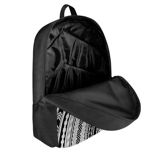 Black And White Maori Polynesian Print 17 Inch Backpack