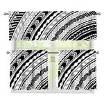 Black And White Maori Polynesian Print 3 Piece Kitchen Curtains
