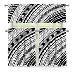 Black And White Maori Polynesian Print 3 Piece Kitchen Curtains