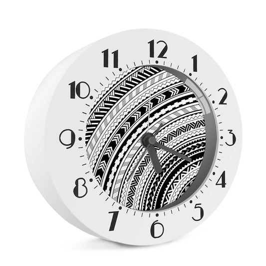 Black And White Maori Polynesian Print Alarm Clock