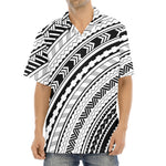 Black And White Maori Polynesian Print Aloha Shirt