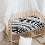 Black And White Maori Polynesian Print Baby Crib Sheet