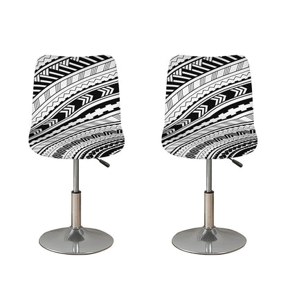 Black And White Maori Polynesian Print Bar Stool Covers