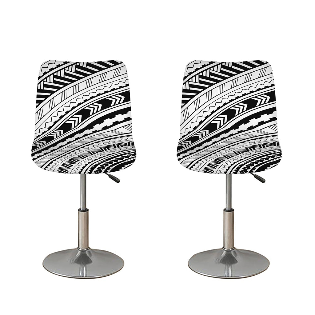 Black And White Maori Polynesian Print Bar Stool Covers