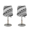 Black And White Maori Polynesian Print Bar Stool Covers