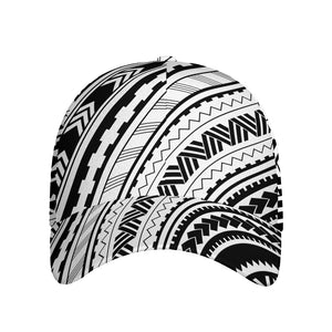 Black And White Maori Polynesian Print Baseball Cap