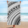 Black And White Maori Polynesian Print Beach Towel