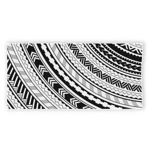 Black And White Maori Polynesian Print Beach Towel