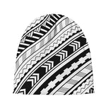 Black And White Maori Polynesian Print Beanie