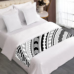 Black And White Maori Polynesian Print Bed Runner