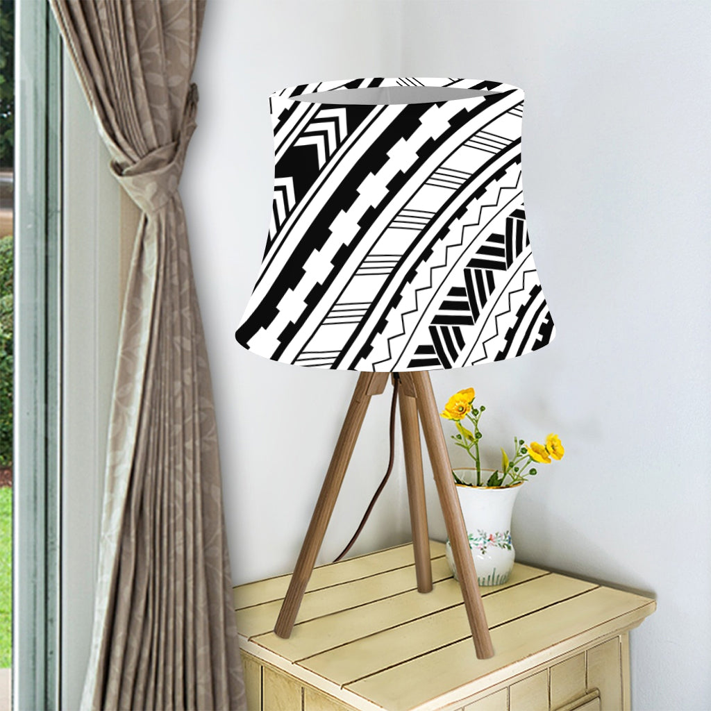 Black And White Maori Polynesian Print Bell Lamp Shade