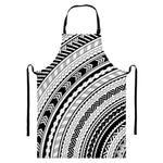 Black And White Maori Polynesian Print Bib Apron With Pocket