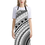 Black And White Maori Polynesian Print Bib Apron With Pocket