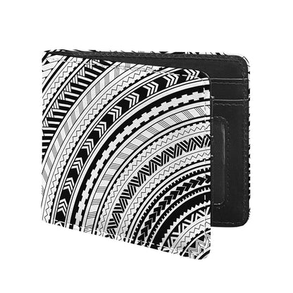 Black And White Maori Polynesian Print Bifold Wallet