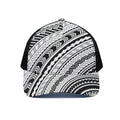 Black And White Maori Polynesian Print Black Mesh Trucker Hat