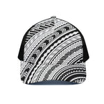 Black And White Maori Polynesian Print Black Mesh Trucker Cap