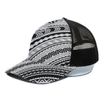 Black And White Maori Polynesian Print Black Mesh Trucker Cap