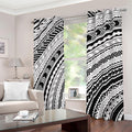Black And White Maori Polynesian Print Dimout Grommet Curtains