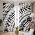 Black And White Maori Polynesian Print Dimout Pencil Pleat Curtains