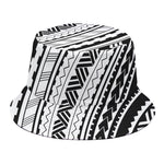 Black And White Maori Polynesian Print Bucket Hat