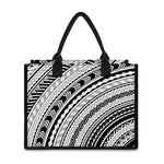 Black And White Maori Polynesian Print Canvas Tote Bag
