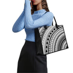 Black And White Maori Polynesian Print Canvas Tote Bag