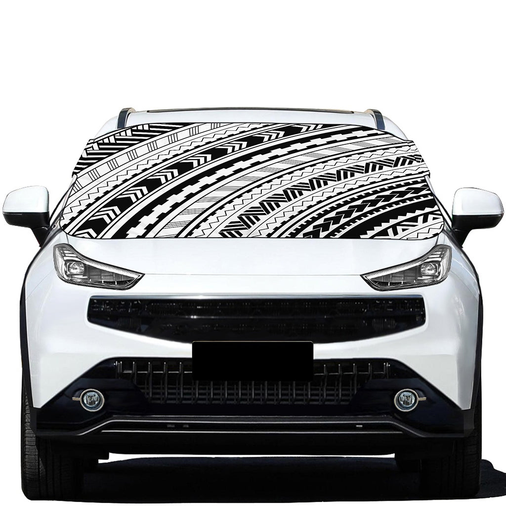 Black And White Maori Polynesian Print Car Windshield Snow Cover