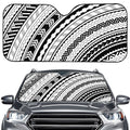 Black And White Maori Polynesian Print Car Windshield Sun Shade
