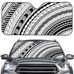 Black And White Maori Polynesian Print Car Windshield Sun Shade