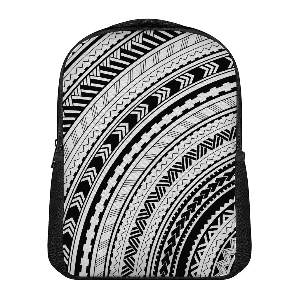 Black And White Maori Polynesian Print Casual Backpack