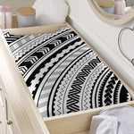 Black And White Maori Polynesian Print Changing Pad Cover