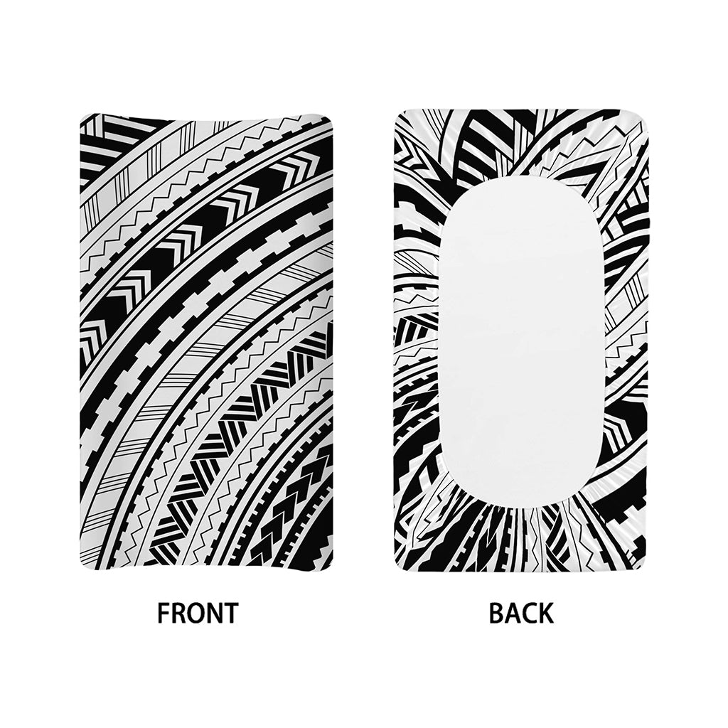 Black And White Maori Polynesian Print Changing Pad Cover