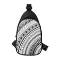 Black And White Maori Polynesian Print Sling Bag