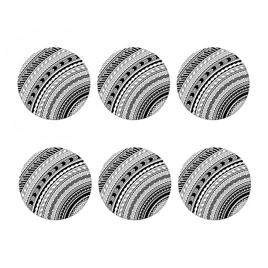 Black And White Maori Polynesian Print Coaster Set