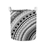 Black And White Maori Polynesian Print Collapsible Laundry Basket