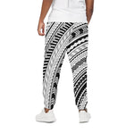 Black And White Maori Polynesian Print Cotton Pants